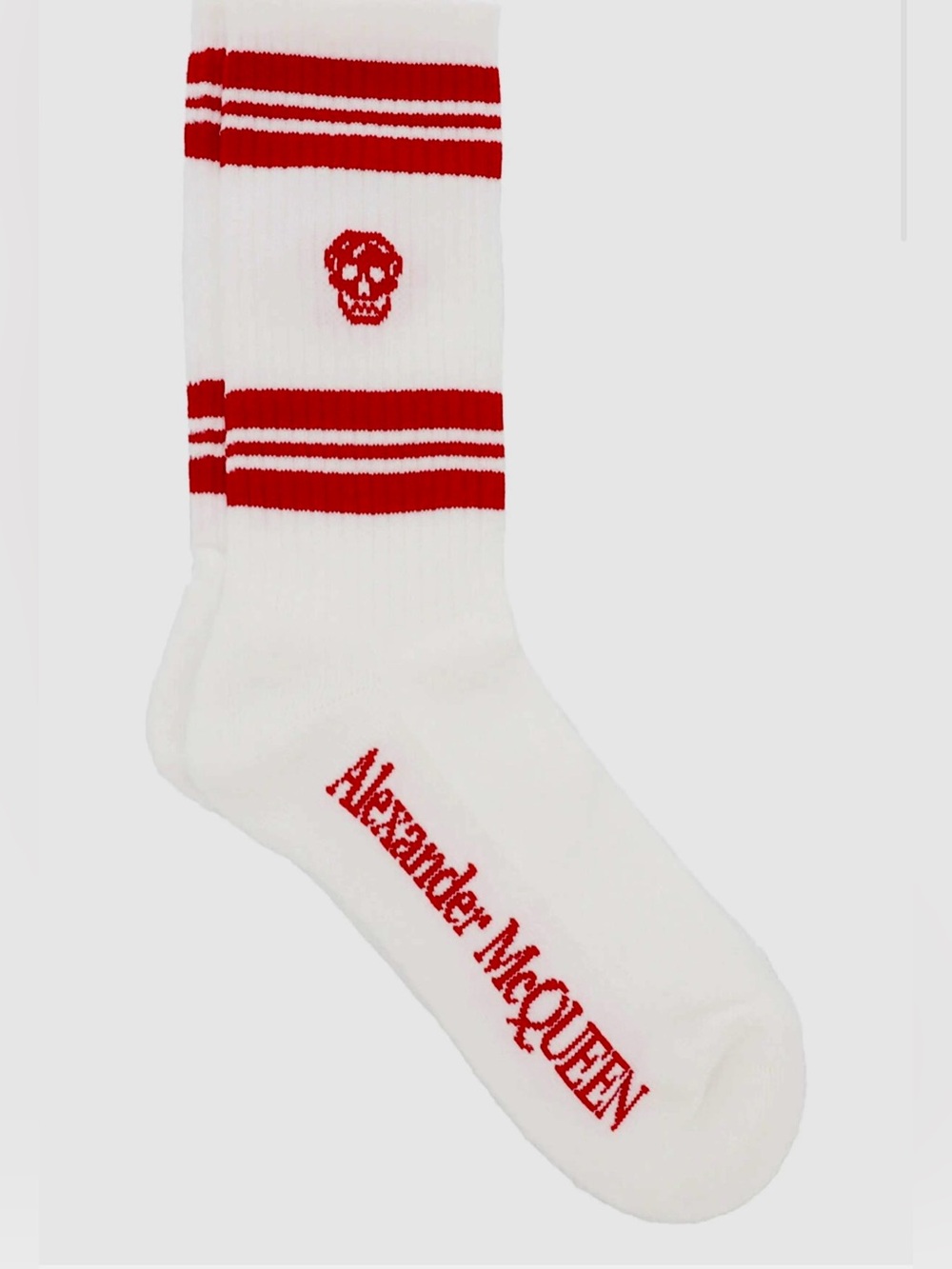 ALEXANDER MCQUEEN Stripe Skull Logo Crew Socks NWT